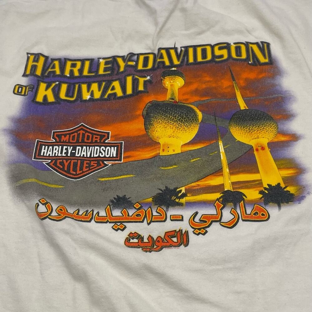 VINTAGE HARLEY-DAVIDSON - Kuwait white t-shirt SIZE SMALL